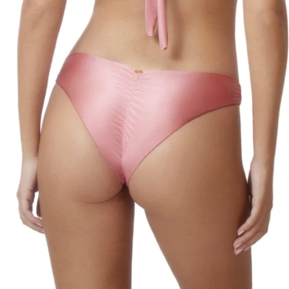 NWT PQ Swim Basic Ruched Full Bikini Bottom in Pink Pearl